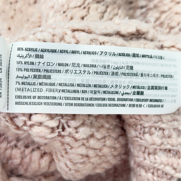 Hollister Women’s Chunky Knit Cropped Sweater Pink XS Metallic Turtleneck - Picture 11 of 13